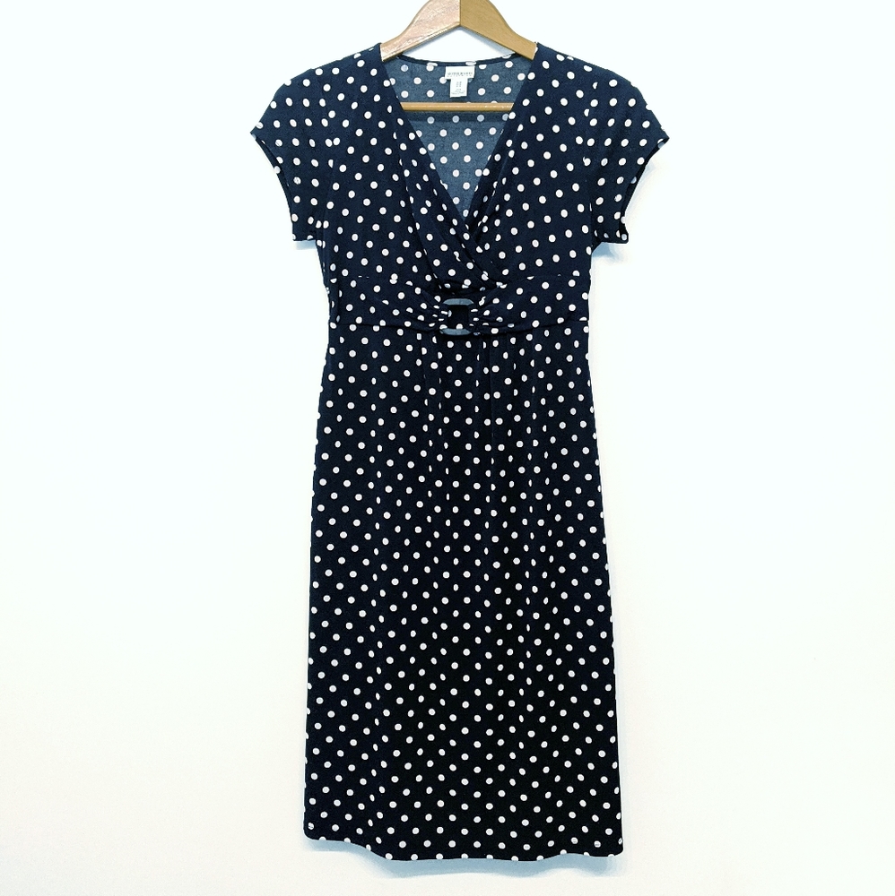 Motherhood Maternity Navy/white polka dot dress